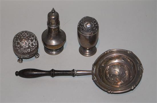 Mixed silver and white metal items.